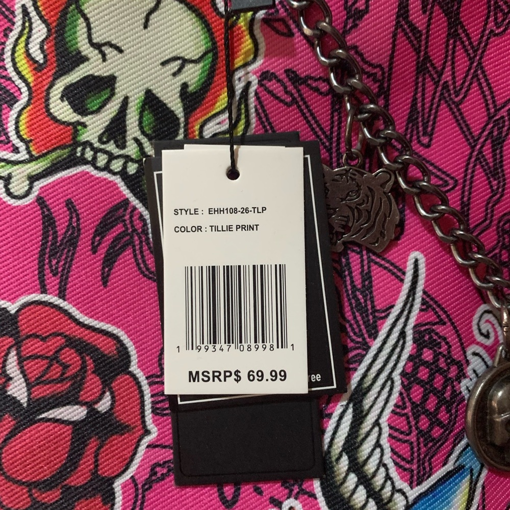 Ed Hardy Pink and Black Graphic Tote - Picture 7 of 10